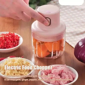 250ml Pink USB Wireless Electric Garlic Masher Sturdy Press Mincer Vegetable Chili Meat Grinder Food Chopper Kitchen Tools